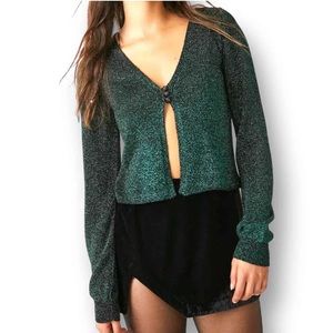 Free People Alpine Metallic Knit Cardigan